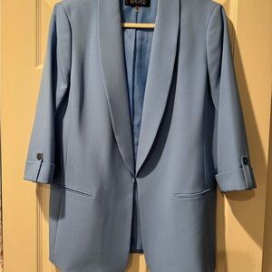 Kasper Blue Sport Coat with Shawl Collar and Boyfriend Cut